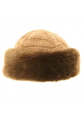 Ladies' faux fur luxury winter hat with boucle