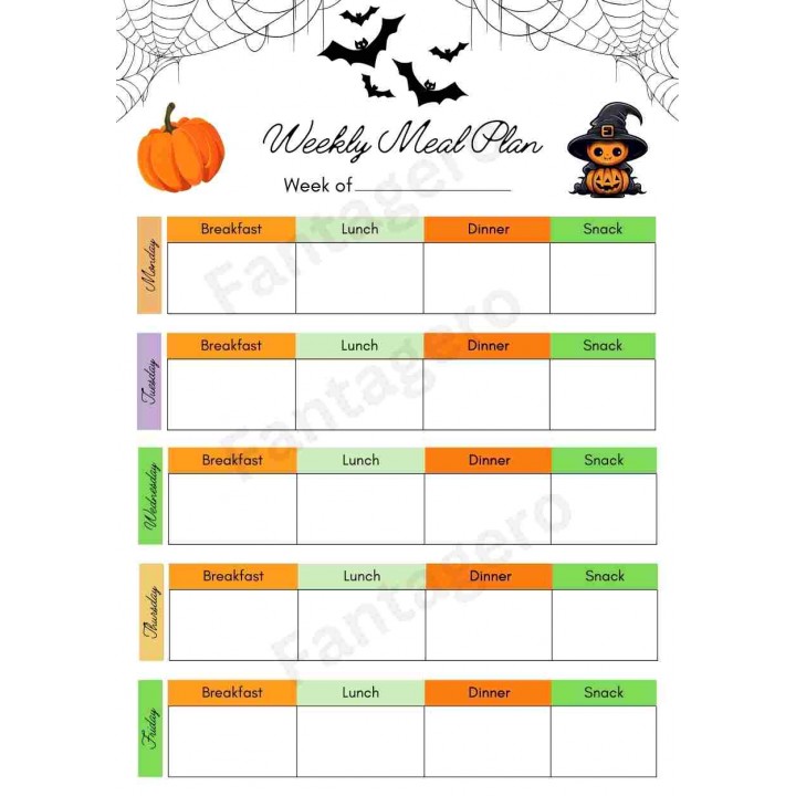 Halloween Weekly Meal Planner (Printable PDF) Halloween Weekly Meal Planner (Printable PDF)