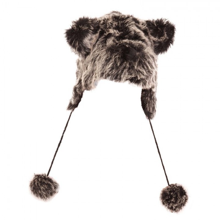 Black Furry Bear Hat 